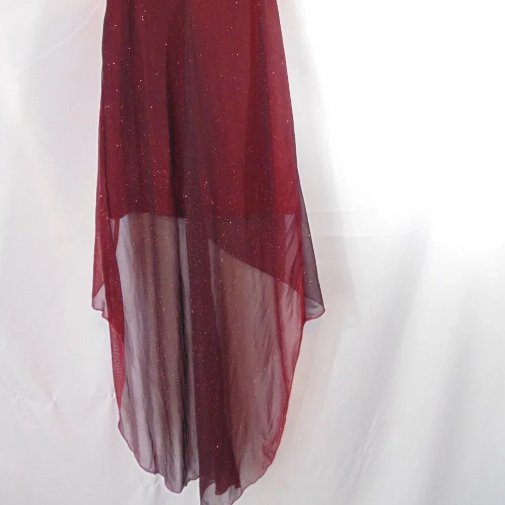 Teeze Me Womens Strapless Dress H258433 High Low Asymmetrical Beaded Red Size 7 - Picture 5 of 5